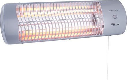 Tristar KA-5010 Infrarood Straalkachel – 1200W – Badkamerkachel – 2 Warmtestanden – IP24 Spatwaterdicht – Kantelbaar – Wandmontage – Grijs