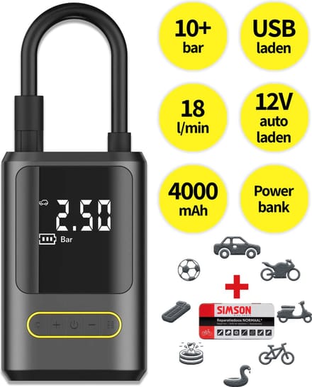 Elektrische Fietspomp Met Drukmeter - Bandenpomp - 18 l/min - 10.3 Bar