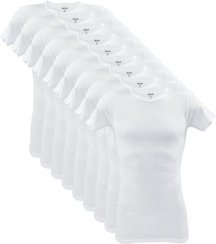 9 stuks SQOTTON O-neck-T-shirt - Wit - Maat M/L