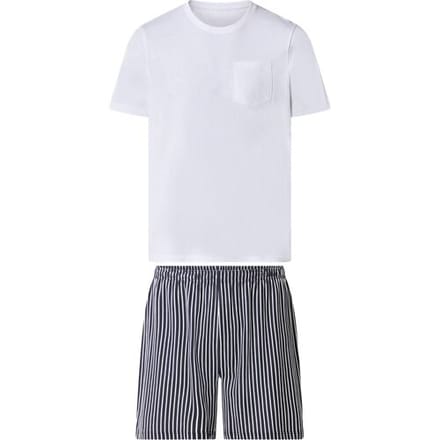 ESMARA MEN Korte heren pyjama (Wit/donkerblauw, M)
