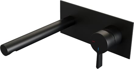 Brauer Black Edition inbouw wastafelmengkraan met rechte uitloop en afdekplaat model E1 mat zwart