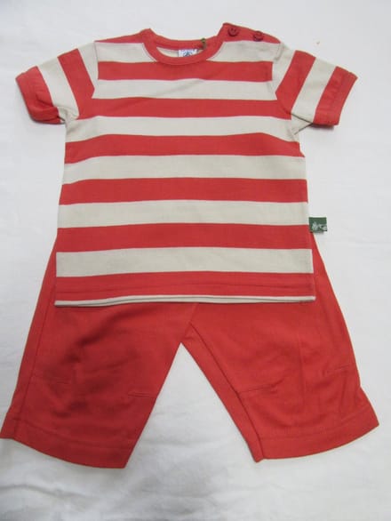 petit bateau , kledingset , jongen, rood/ecru , 12 maand 74
