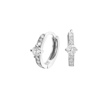 Zilver Gerhodineerd Klapoorringen Zirkonia 1332703