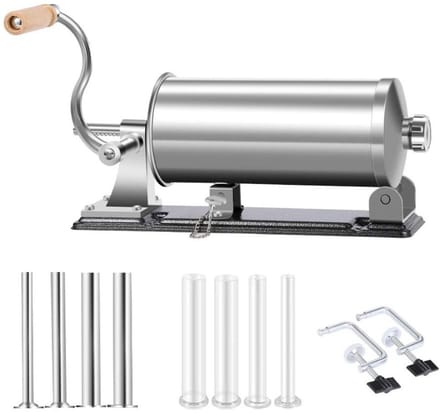 Zylo® Worstenvuller - Worstenmaker - Worstmaker - Worstmachine - Worstenvul Machine - 8 Vulbuizen - 3,5 liter - 43x23x18cm - Zilver