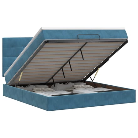 vidaXL - Ottoman - bed - met - matras - Donkerblauw - 140 - x - 190 - cm - Fluweel