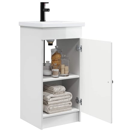 vidaXL - Badkamer - Vanity - met - Wastafel - Hoogglans - Wit - 42 - x - 40 - x - 84,5 - cm