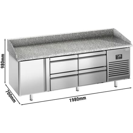 GGM Gastro Pizzakühltisch Premium PLUS - 1980x700mm - mit 1 Tür & 4 Schubladen