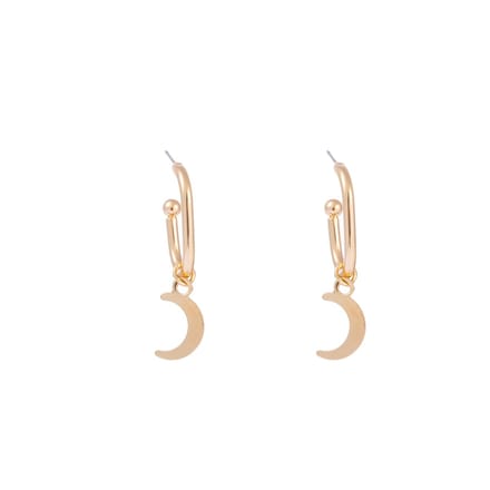 Go Dutch Label Oorknoppen ovale hoop maan Goud