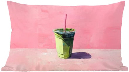 Sierkussens - Kussentjes Woonkamer - 60x40 cm - Beker - Rietje - Minimalistisch - Groen