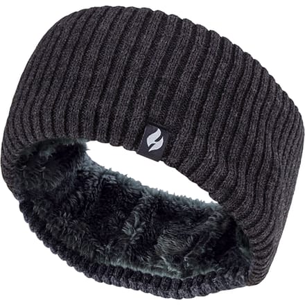 Dames fleece gevoerde thermo oorwarmer hoofdband - Geribbeld Donkergrijs