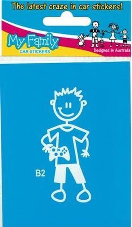 Jongen met Xbox of PS4 - autosticker - wit - 7,5 cm - The Sticker Family