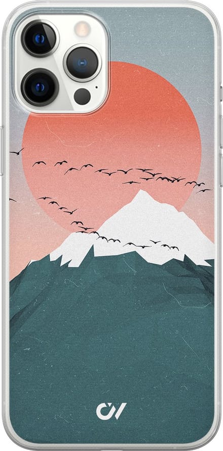 Hoesje geschikt voor Apple iPhone 12 Pro Max - Mountain Birds - - Blauw - Apple - Casevibes