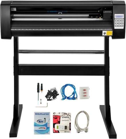 28 Inch Vinyl Snijmachine, 720 mm Papierinvoer Plotter met Stabiele Bodemstandaard, Zwart