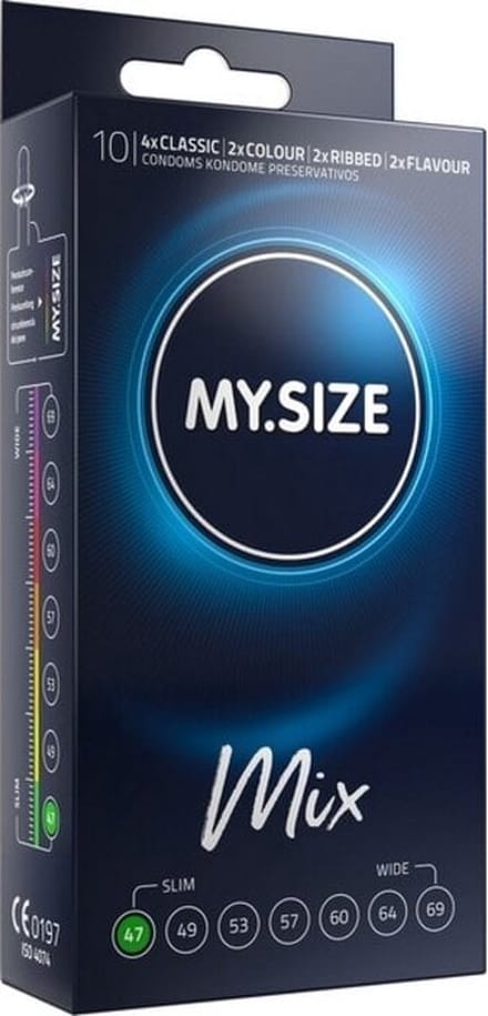 MY.SIZE MIX - Condooms - 47 mm pasvorm - Variatiepakket - Comfortabele pasvorm