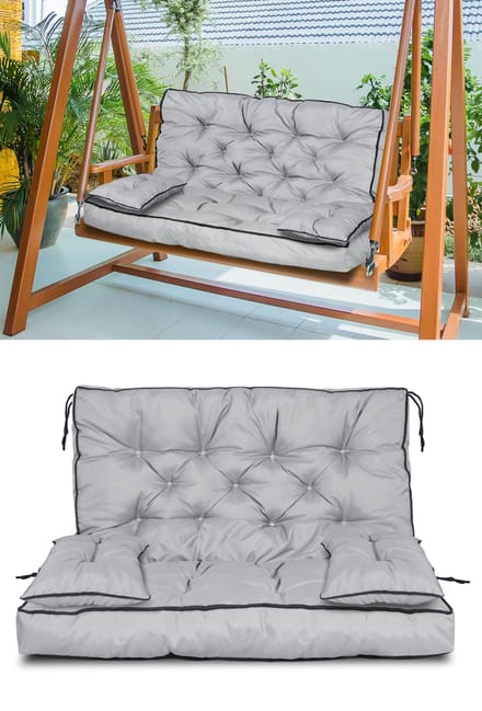 Tuinset hoge zijkant met bies 180x60x50 cm grijs