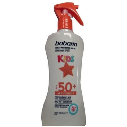 Spray Solaire - BABARIA - KIDS - SPF50+ - Waterproof - 200ml - Protection UV
