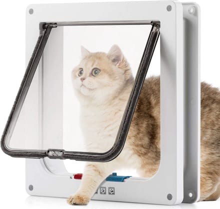 Lunspets – Kattenluik met Tunnel en Magnetische Sluiting – 23.5×25.5×5.5 cm - Waterdicht - Wit
