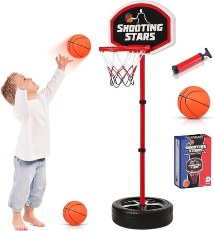 Verstelbare Kinderbasketbalstandaard (63 - 122 cm) - Binnen en Buiten Speelgoed met Bal