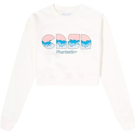 Casablanca Casa Clouds Cropped Witte Sweater Met Zeefdruk