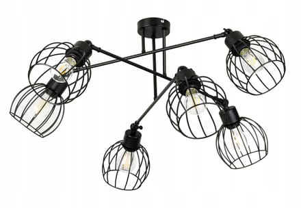 Loft Hanglamp Metaal Zwart 6xE27 Verstelbaar