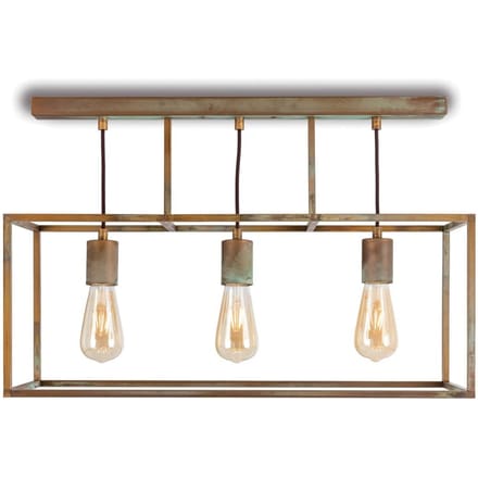 Moretti Luce Plafondlamp Cubic³ 3384 3-lamps messing antiek