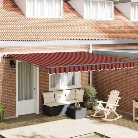 vidaXL - Uitschuifbare - luifel - Oranje - en - bruin - 400 - × - 350 - cm