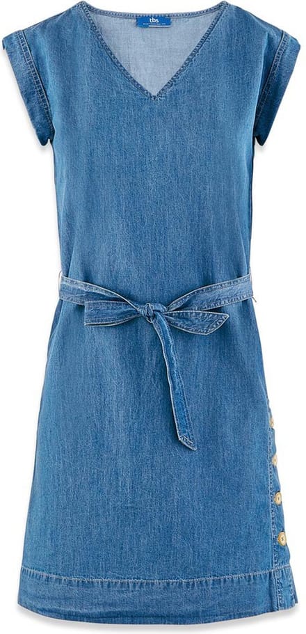 Tbs Assiarob Korte Mouw Jurk Blauw 48 Vrouw