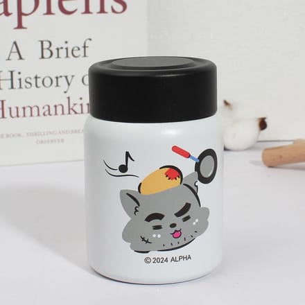Mini Thermosbeker Grijze Wolf Leuke Pupilbeker Lui Schaap Kleine Draagbare Waterbeker 200ml black