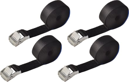 Sjorband zwart 300x2,5 cm (250 kg) - set van 4 stuks