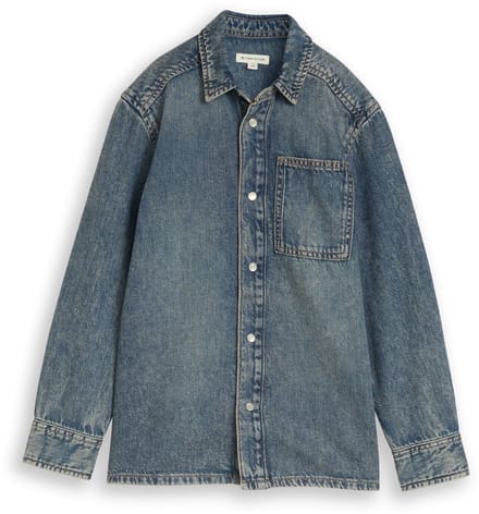 Tom Tailor - Regular fit katoenen spijkeroverhemd - Maat 176 - Tinted Blue Denim