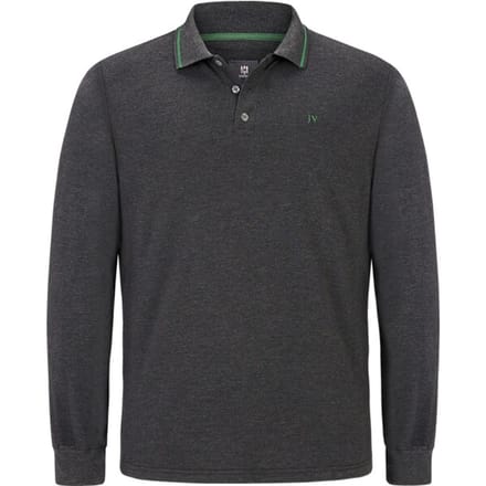 Jan Vanderstorm herren Poloshirt Met Lange Mouwen - 64/66 - donkergrijs - Plus Size