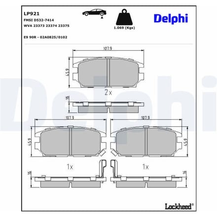 Remblokkenset, schijfrem DELPHI LP921