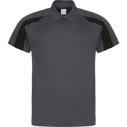 Just Cool - Cool Contrasterend Polo - Charcoal (Solid)/Jet Black maat M