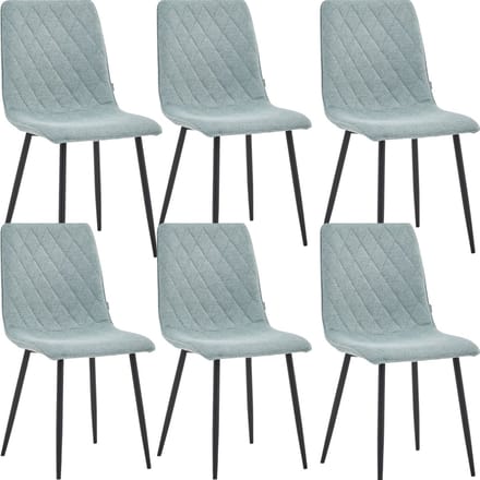Colenis® - Elise Eetkamerstoel - Set Van 6 - Turquoise - Linnen Stof- Industrieel