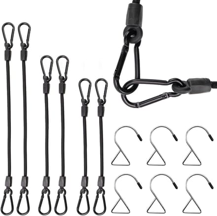 Set van 6 Elastische Carabiner Expander met Haak 30 60 90 cm voor Zonnescherm, Tuin en Camping