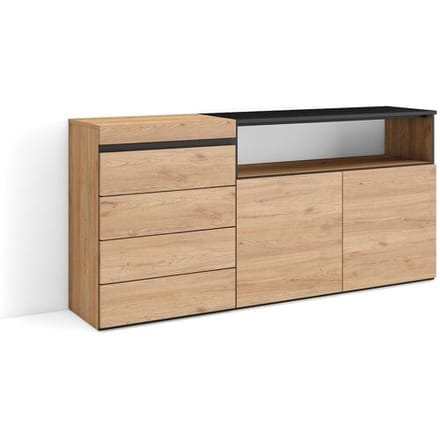Skraut Home Ladekast, Commode, 135x57x75cm, Voor slaapkamer, kamer, Met opbergruimte, Eiken