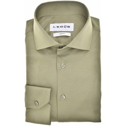 Ledûb Overhemd Uni Color Cotton Jersey Stretch Licht Groen / male