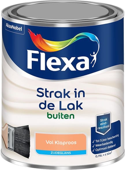 Flexa - Strak In De Lak Buitenlak Zijdeglans - Vol Klaproos - Mengverf - 750 Ml