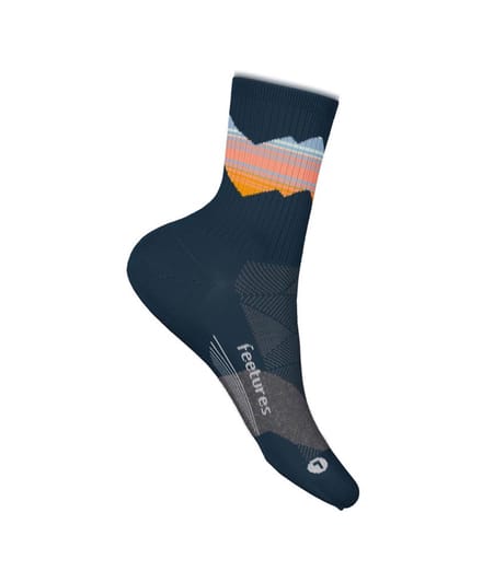 Feetures - Trail Max Cushion Quarter - Blue Ridge Navy - Navyblauw-Oranje / SMALL