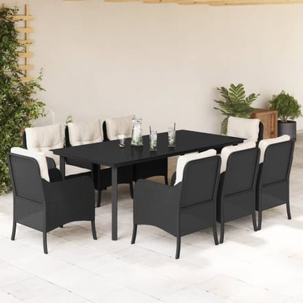 vidaXL - 9-delige - Tuinset - poly - rattan - zwart