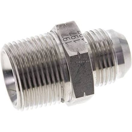 JIC  Dubbele Nippel UN 1-1/16''-12 X 1'' NPT RVS 140bar