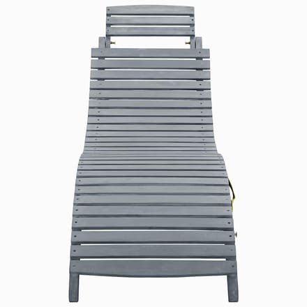 vidaXL - Ligbed - met - kussen - massief - acaciahout - grijs