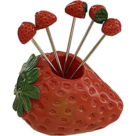 5 Stuks Fruitvorkset Leuke Vorm Multifunctioneel Roestvrij Staal Fruitvorken Voedselprikkers met Houder brown