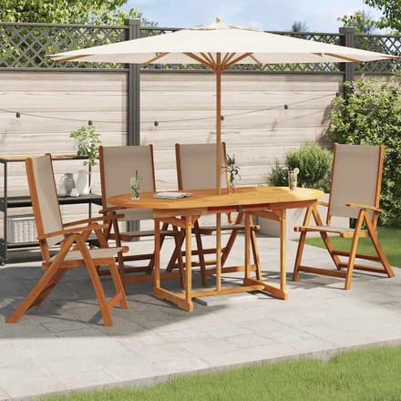 vidaXL - Klapstoelen - 4 - stuks - van - massief - acaciahout - en - textilene