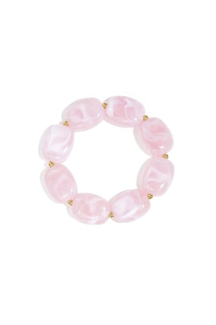 Bijoutheek Armband (Sieraad) Kralen Ovaal Plat Pink