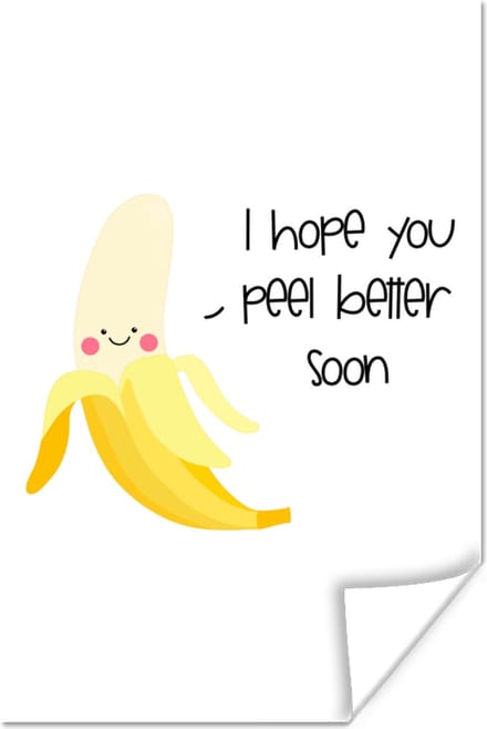 Poster Sterkte - Quote - Banaan - Humor - 20x30 cm