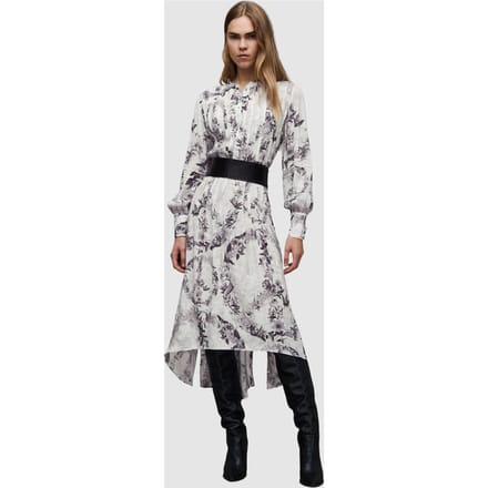 AllSaints Eila Audrey Dress Mono White Größe: 10 | Midikleider Outlet | Damen | Weiß