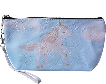 Juleeze Toilettas Dames 23x13 cm Blauw Polyester Eenhoorn