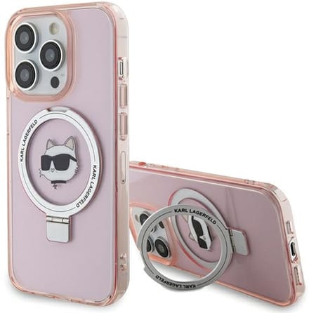 Karl Lagerfeld KLHMP15LHMRSCHP iPhone 15 Pro 6.1" pink/pink hardcase Ring Stand Choupette Head MagSafe