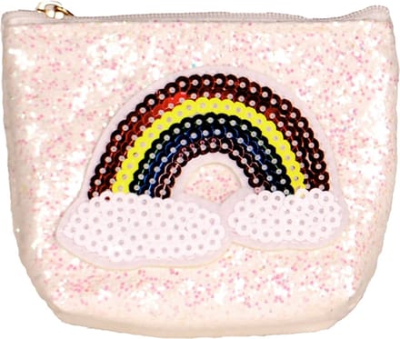 Kleine portemonnee glitters ivoor regenboog